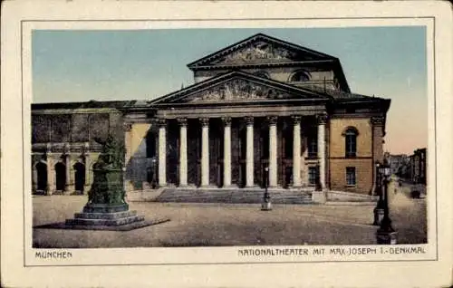 Ak München, Nationaltheater, Max Joseph I. Denkmal