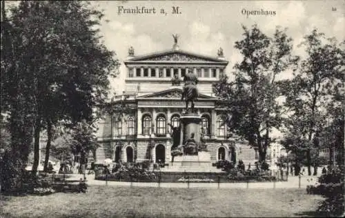 Ak Frankfurt am Main, Opernhaus, Statue