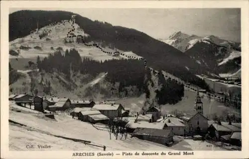 Ak Areches Savoie, Winteransicht, Skipiste vom Grand Mont