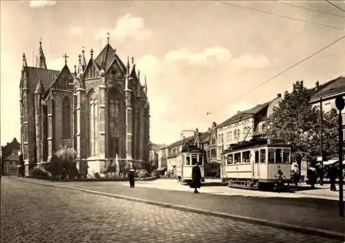 Ak Mühlhausen in Thüringen, Untermarkt, Straßenbahnen