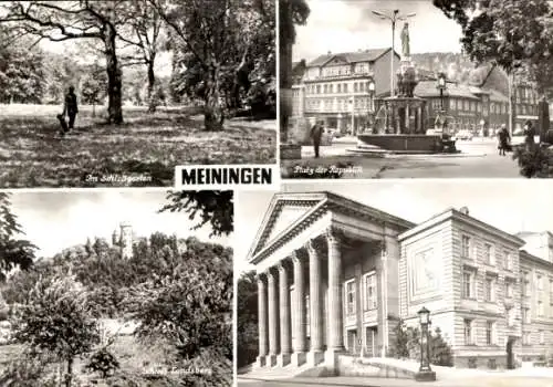 Ak Meiningen in Thüringen, Schlossgarten, Platz der Republik, Schloss Landsberg