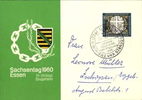 Ak Essen im Ruhrgebiet, Wappen, Sachsentag 1960, Grugahalle