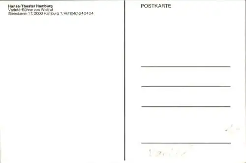 Ak Hamburg Mitte St. Georg, Steindamm, Hansa-Theater Hamburg, Varieté-Bühne, Innenraum