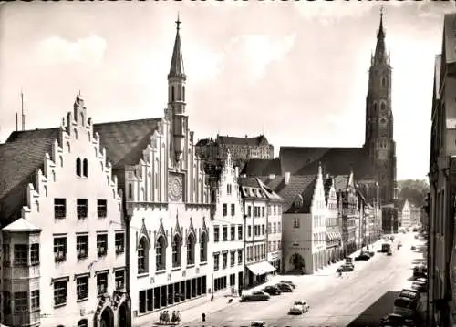 Ak Landshut in Niederbayern, Rathaus, St. Martin, Burg Trausnitz