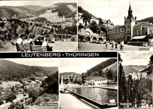 Ak Leutenberg in Thüringen, Hirschweg, Marktplatz, Friedensburg, Waldbad