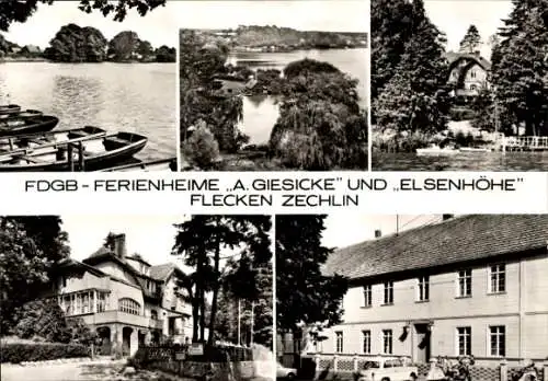 Ak Flecken Zechlin Rheinsberg in der Mark, FDGB-Ferienheime A. Giesicke und Elsenhöhe