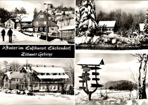 Ak Lückendorf Oybin Oberlausitz, Teilansichten, Kurhaus, Blick zum Hochwald, Winter