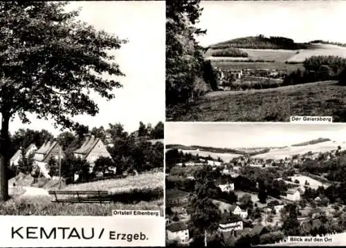 Ak Kemtau Burkhardtsdorf im Erzgebirge, Ortsteil Eibenberg, Geiersberg, Ortsblick