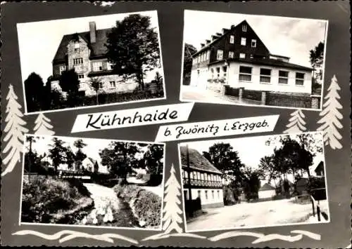 Ak Kühnhaide Marienberg im Erzgebirge, Gasthaus, Teilansichten, Fachwerkhaus