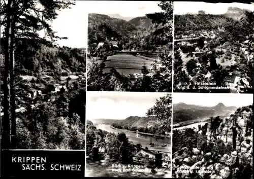 Ak Krippen Bad Schandau Sächsische Schweiz, Schrammsteine, Lilienstein