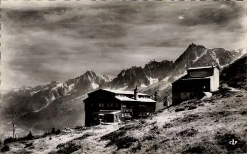 Ak Les Houches Haute Savoie, Mont-Blanc, La Hutte, Seilbahn