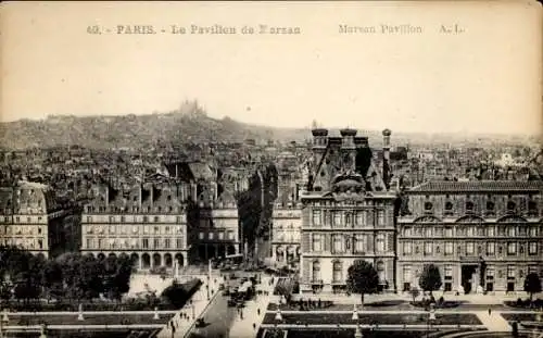 Ak Paris, Le Pavillon de Marsan, der Garten, Totalansicht, Platz, Garten