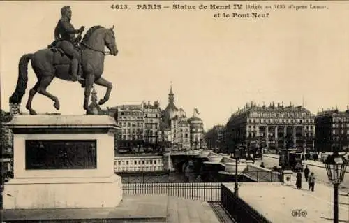 Ak Paris I, Pont Neuf, Statue von Heinrich IV