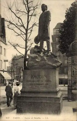 Ak Paris XI, Statue von Baudin