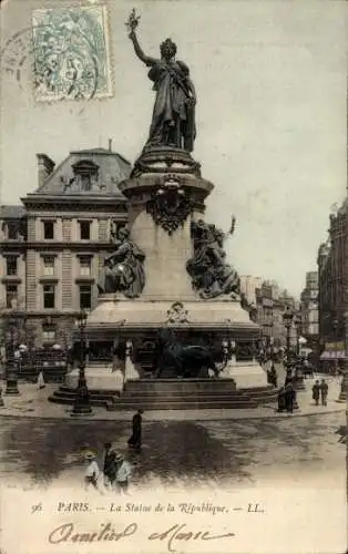 Ak Paris III, Place de la République, Statue der Republik