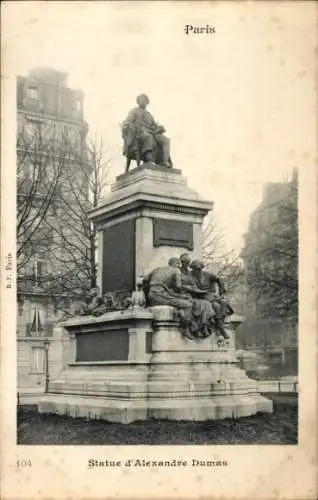 Ak Paris VIII, Statue von Alexandre Dumas