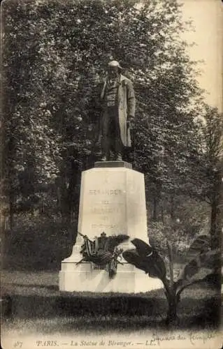 Ak Paris III, Square du Temple, Statue von Béranger