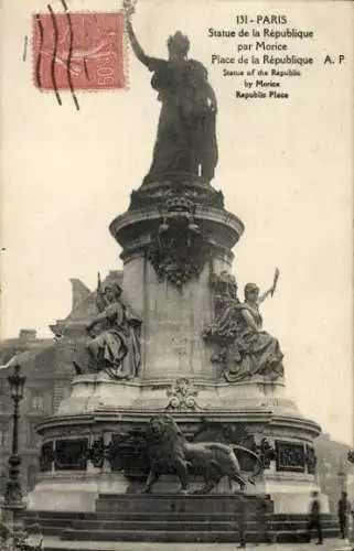 Ak Paris III, Place de la République, Statue der Republik