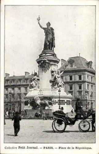 Ak Paris III, Place de la République, Statue, Kutsche