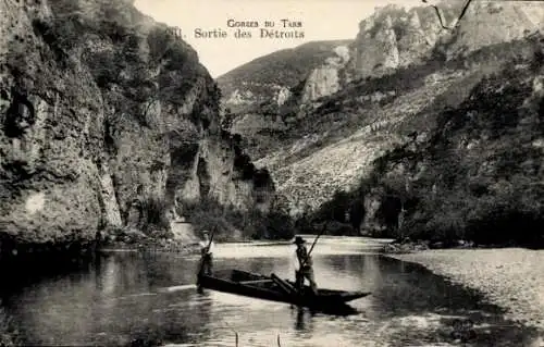 Ak Gorges du Tarn, Sortie des Detroits, Ruderboot