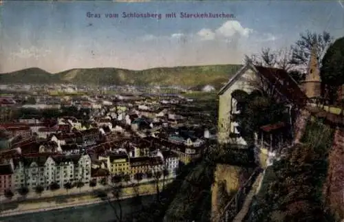 Ak Graz Steiermark, Blick vom Starckehäuschen am Schlossberg