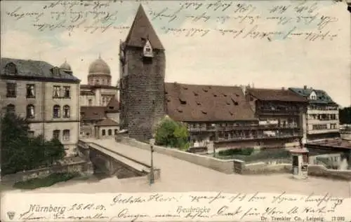 Ak Nürnberg in Mittelfranken, Heubrücke, Synagoge