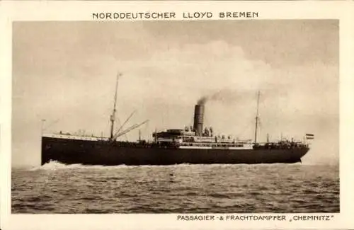 Ak Passagier- und Frachtdampfer Chemnitz, Norddeutscher Lloyd Bremen, Dampfschiff