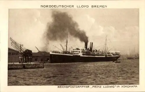 Ak Yokohama Präf. Kanagawa Japan, Norddeutscher Lloyd Bremen, Dampfer Prinz Ludwig