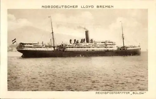 Ak Reichspostdampfer Bülow, Dampfschiff, Norddeutscher Lloyd Bremen