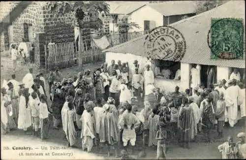 Ak Konakry Conakry Guinea, Un tam tam, afrikanischer Tanz
