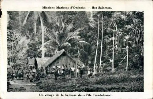 Ak Salomonen Ozeanien, Un village de la brousse dans l'ile Guadalcanal, Missions Maristes