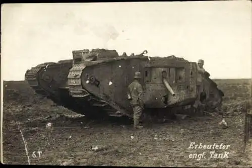 Ak Erbeuteter englischer Tank, Deutsche Soldaten, I. WK