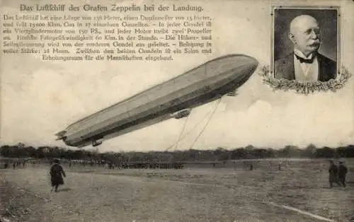 Ak Luftschiff des Grafen Zeppelin bei der Landung