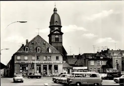 Ak Waren Müritz,  Markt, Kirche, HO Geschäft 1000 Kleine Dinge, Autos