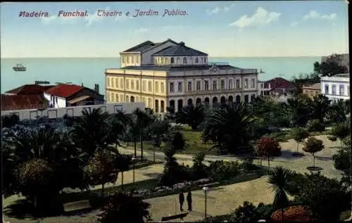 Ak Funchal Madeira Portugal, Theatro e Jardim Publico, Gartenansicht