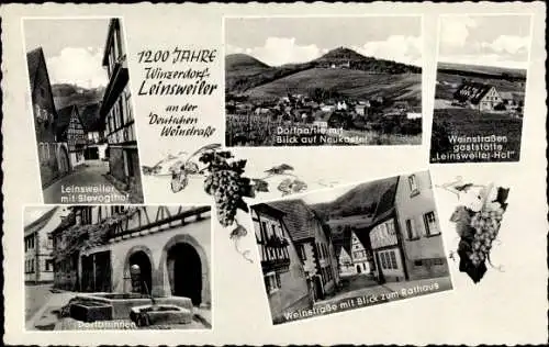 Ak Leinsweiler in der Pfalz, Slevogthof, Gasthaus Leinsweiler Hof, Brunnen, Rathaus