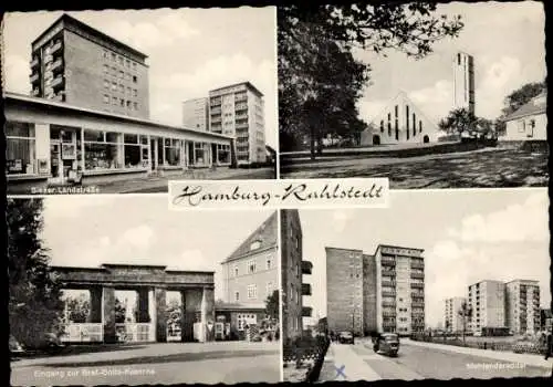 Ak Hamburg Wandsbek Rahlstedt, Graf Goltz Kaserne, Kirche, Plattenbausiedlung