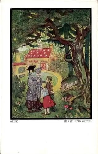 Künstler Ak Orlik, Hänsel und Gretel, Hexe