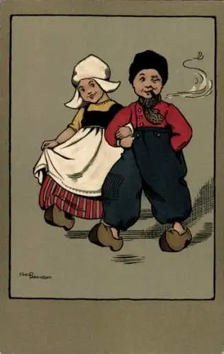 Künstler Ak Parkinson, Ethel, Was kostet die Welt, Junge und Mädchen in niederländischer Tracht