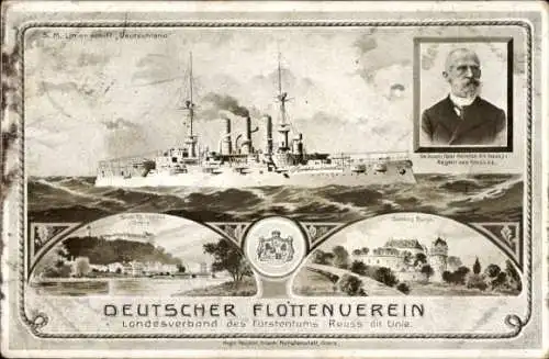 Ak Kriegsschiff Deutschland, Fürst Heinrich XIV. zu Reuss