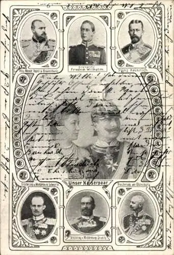 Ak Kaiser Wilhelm II., Auguste Viktoria, Prinz Heinrich, Kronprinz Kaiser Wilhelm