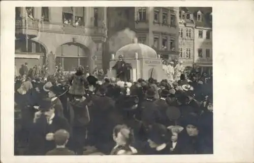 Foto Ak Nürnberg, Karneval 1912, Festwagen Krematorium