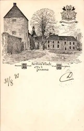 Lithographie Terborg Gelderland, Het Huis Wisch