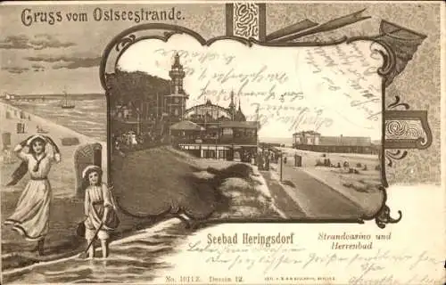 Passepartout Ak Ostseebad Heringsdorf auf Usedom, Strandcasino, Herrenbad