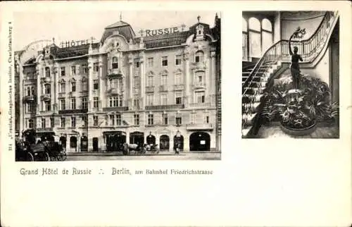 Ak Berlin Mitte, Grand Hotel de Russie, am Bahnhof Friedrichstraße