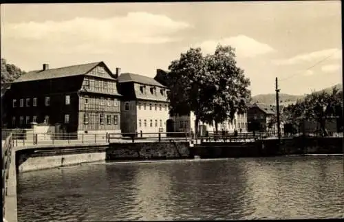 Ak Schwarza Rudolstadt Thüringen, Blick von der Schwarza auf den Ortsteil