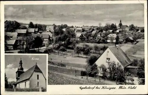 Ak Egelsdorf Dröbischau Thüringer Wald, Kirche, Panorama vom Ort