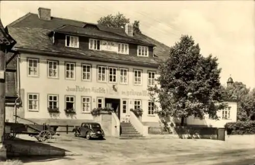 Ak Hoheneiche Saalfelder Höhe Saalfeld an der Saale, Gasthaus Zum roten Hirsch im grünen Wald