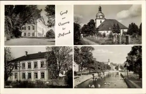 Ak Oppurg an der Orla Thüringen, Kirche, Kanal, Gebäude