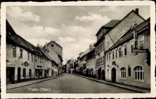 Ak Triptis in Thüringen, Straßenpartie, Hotel Grüner Baum